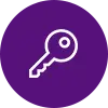 Фиолетовая круглая иконка с белым ключом