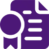 Фиолетовая иконка документа с лентой