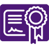 Фиолетовая иконка документа с лентой